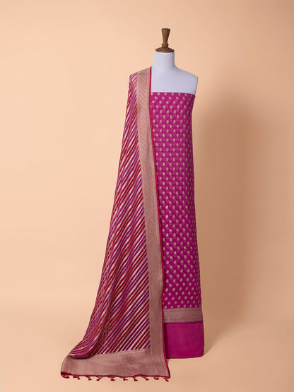 Handwoven Pink Georgette Silk Suit Piece