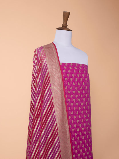 Handwoven Pink Georgette Silk Suit Piece