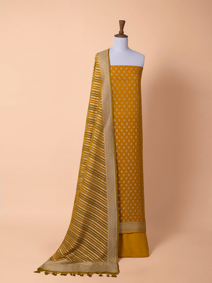 Handwoven Yellow Georgette Silk Suit Piece