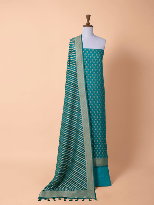 Handwoven Green Georgette Silk Suit Piece