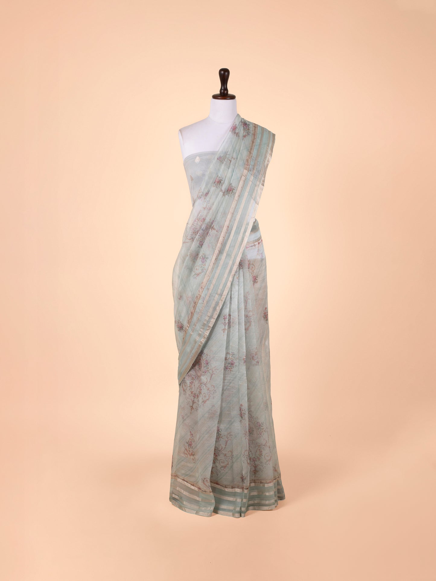 Handwoven Sea Green Organza Saree