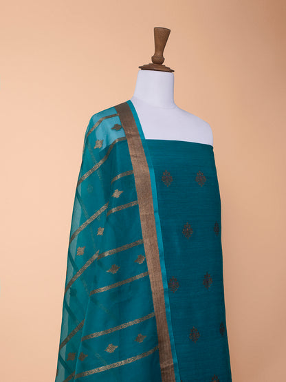 Handwoven Green Matka Silk Suit Piece