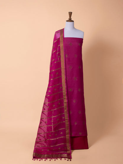 Handwoven Pink Matka Silk Suit Piece