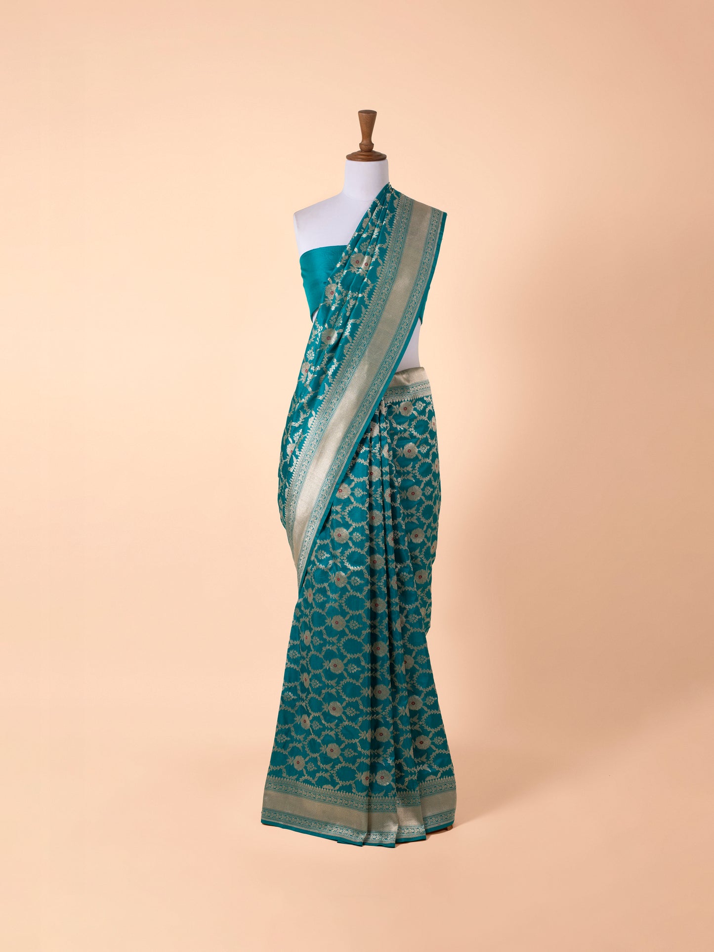 Handwoven Rama Green Silk Saree