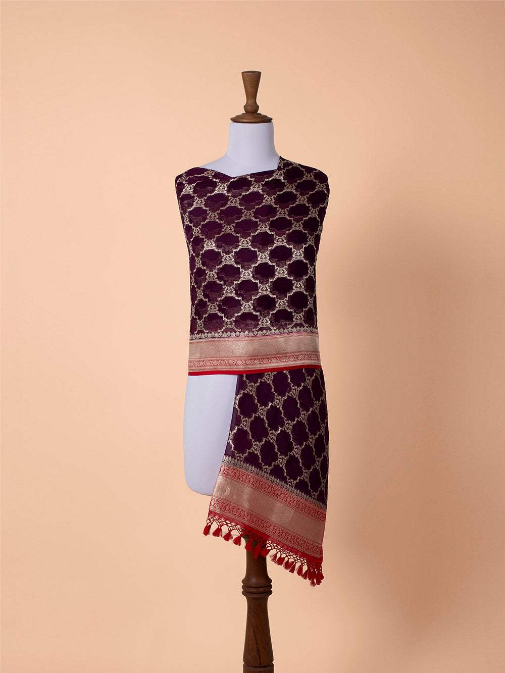 Handwoven Purple Georgette Dupatta