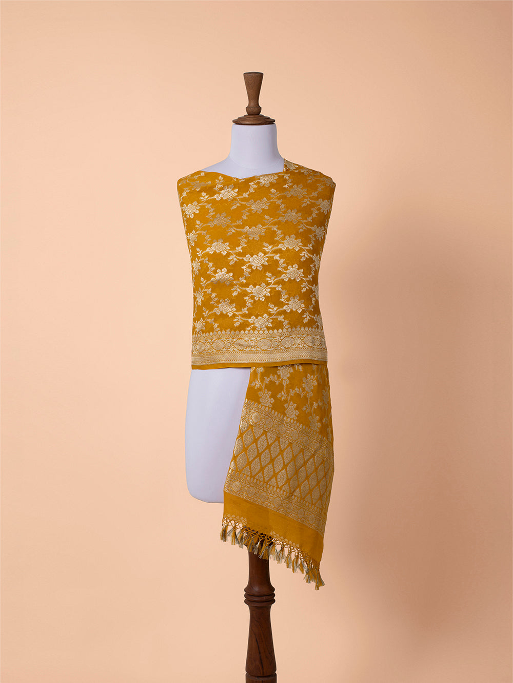 Handwoven Yellow Georgette Dupatta