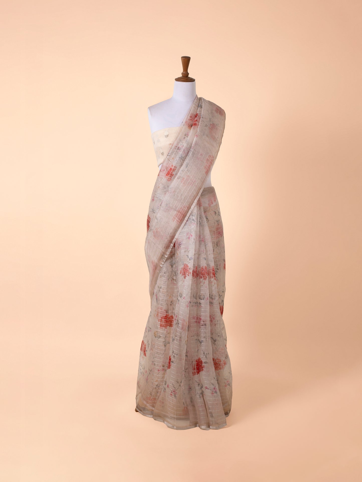 Handwoven Off White Organza Saree