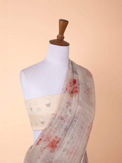 Handwoven Off White Organza Saree