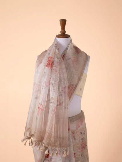 Handwoven Off White Organza Saree