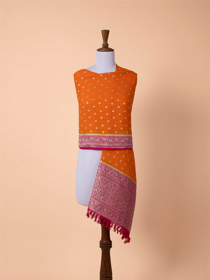 Handwoven Orange Georgette Dupatta