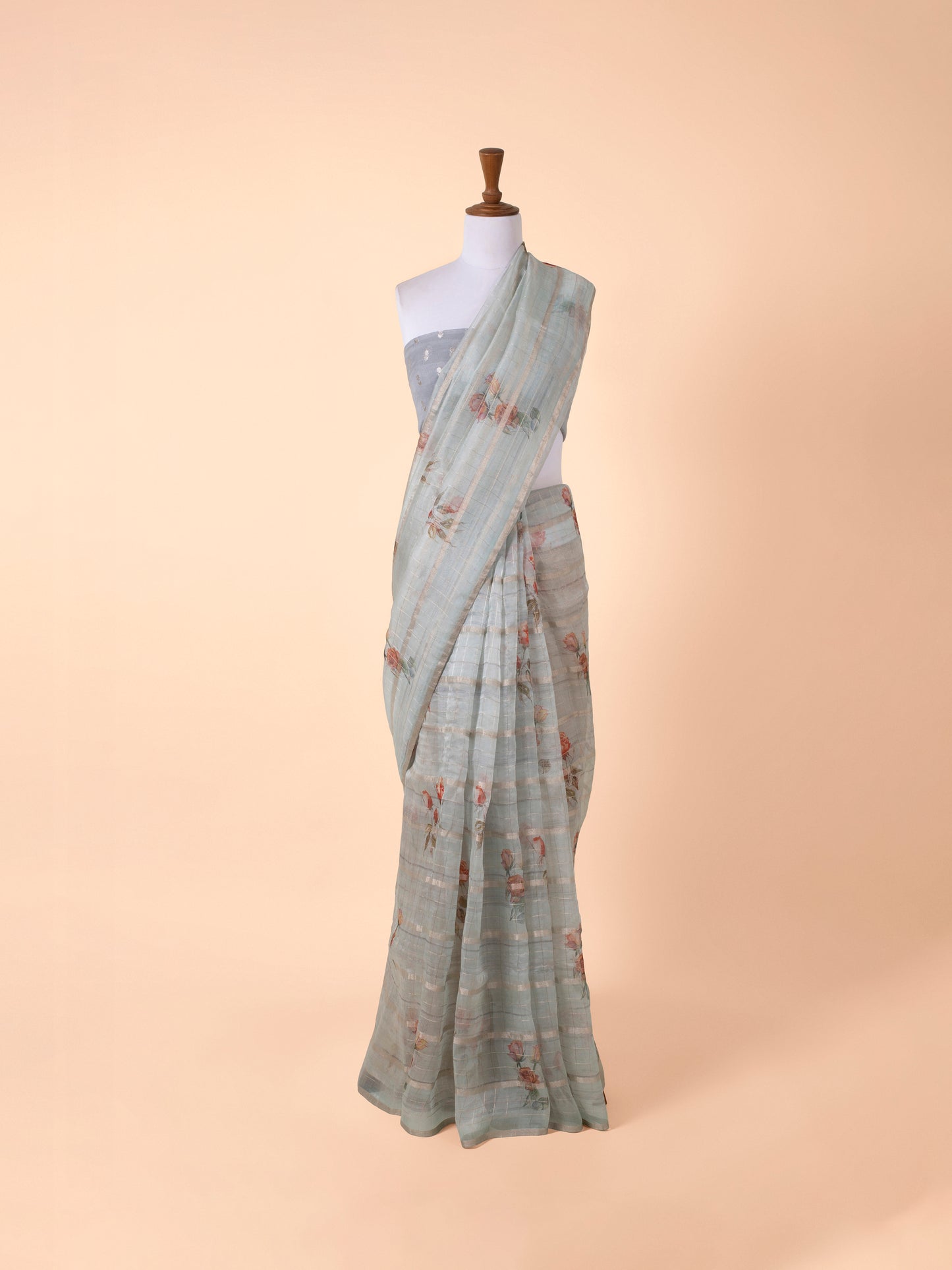 Handwoven Grey Organza Saree