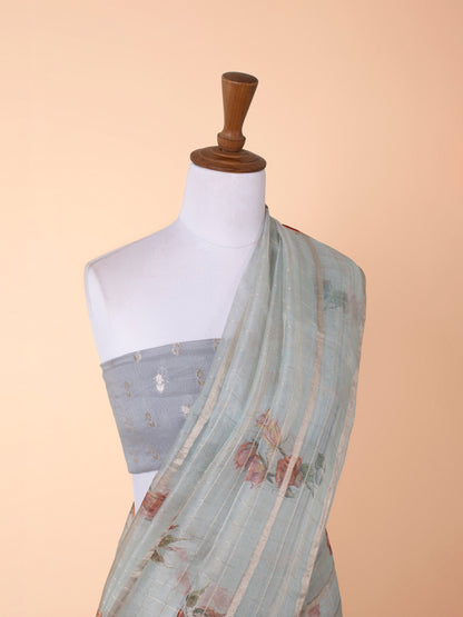 Handwoven Grey Organza Saree