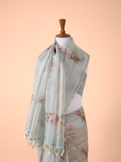 Handwoven Grey Organza Saree