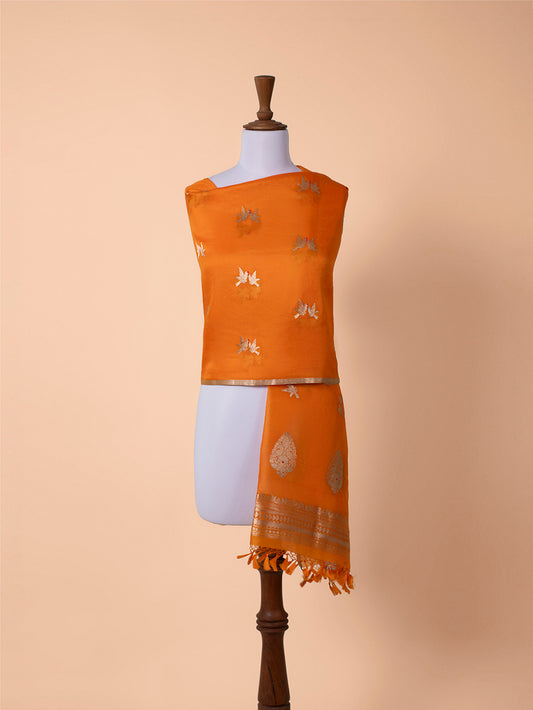 Handwoven Orange Organza Dupatta