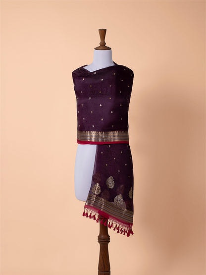 Handwoven Garnet Organza Dupatta