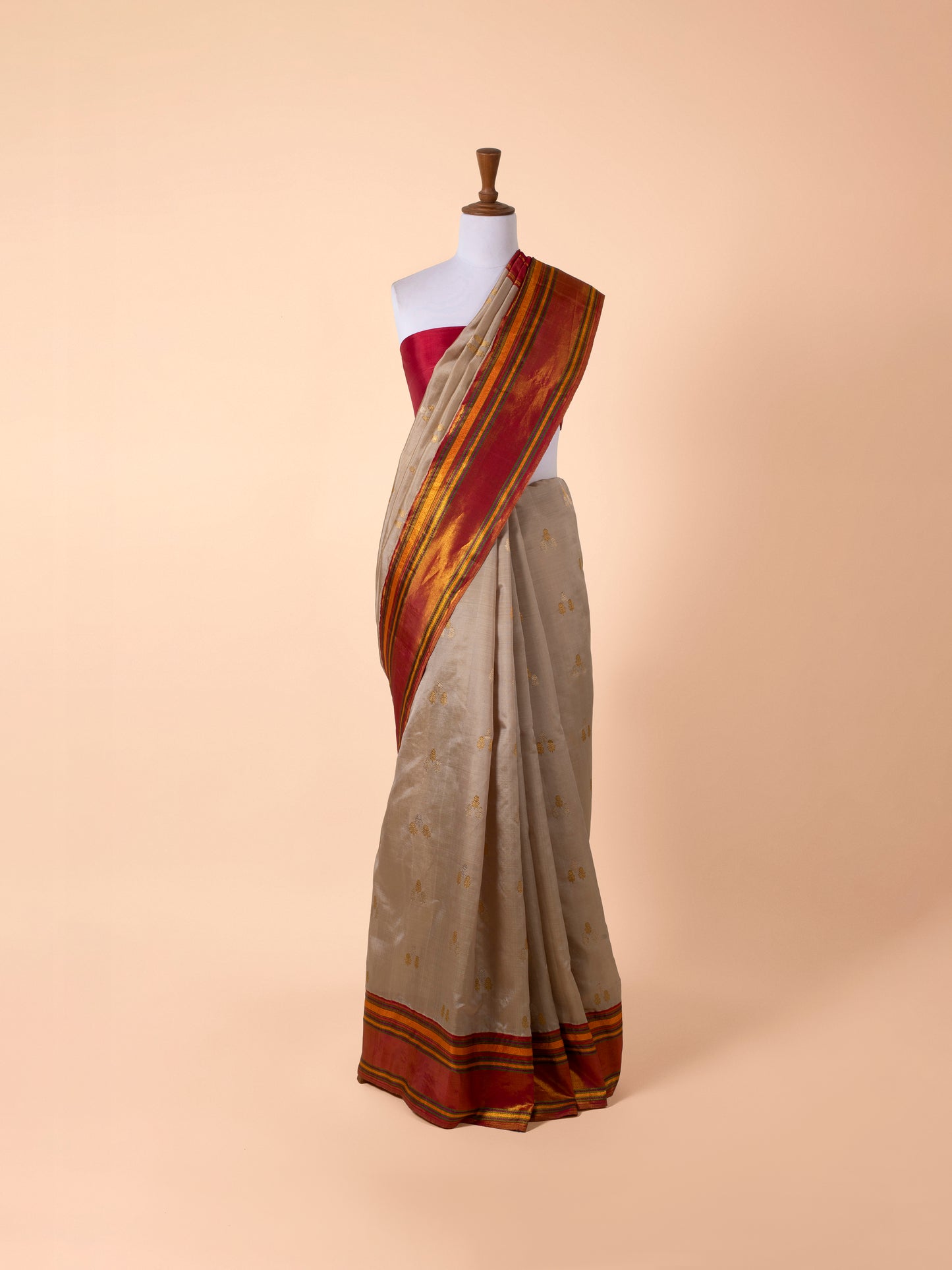 Handwoven Beige Kanjivaram Silk Saree