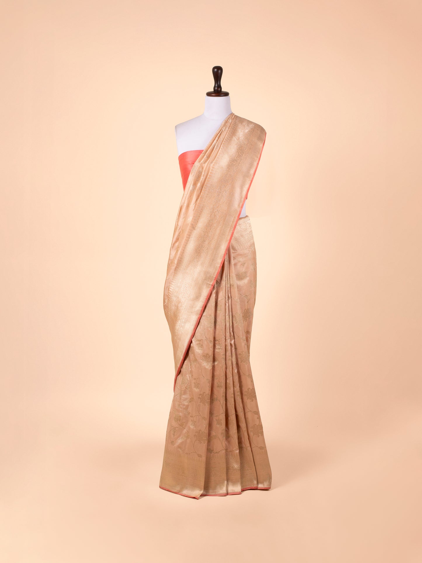 Handwoven Peach Silk Saree