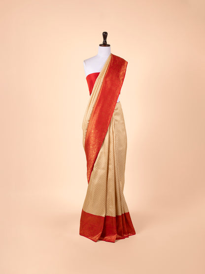 Handwoven Beige Kanjivaram Silk Saree