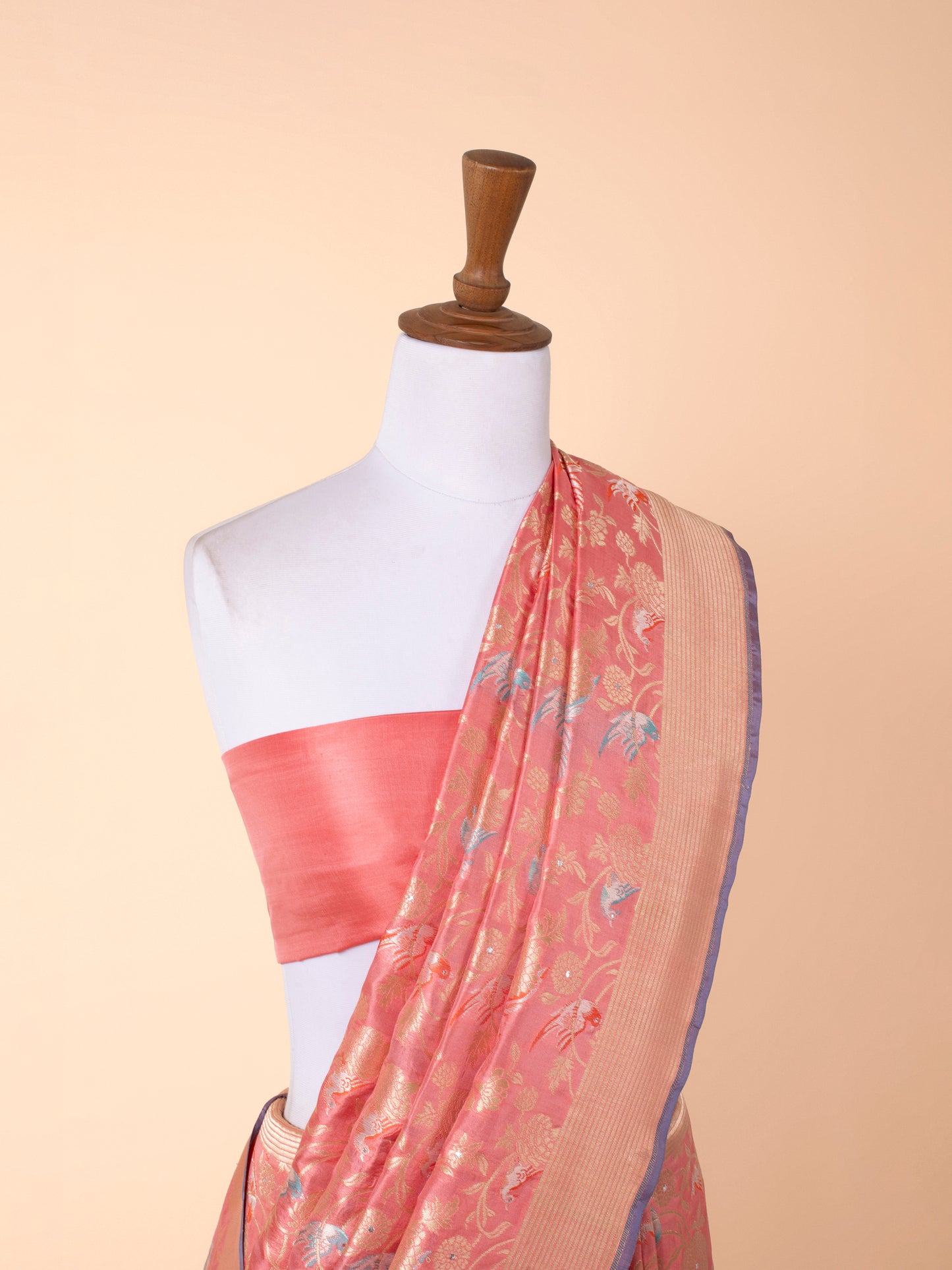 Handwoven Peach Silk Saree