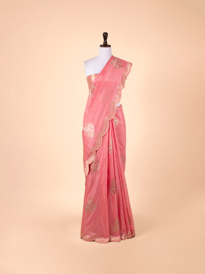 Handwoven Peach Silk Saree