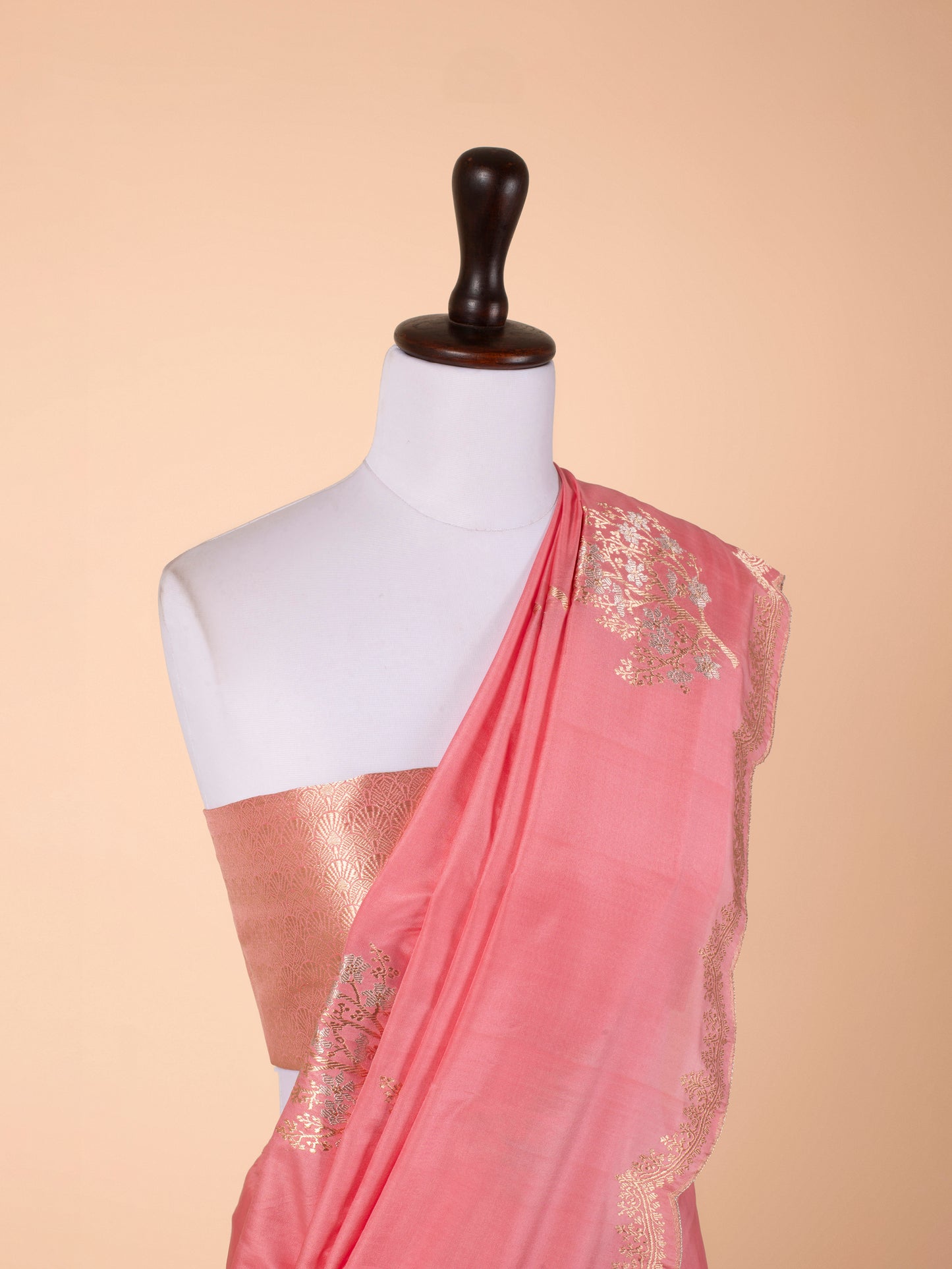 Handwoven Peach Silk Saree