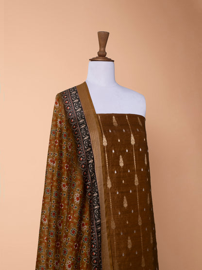 Handwoven Brown Silk Suit Piece