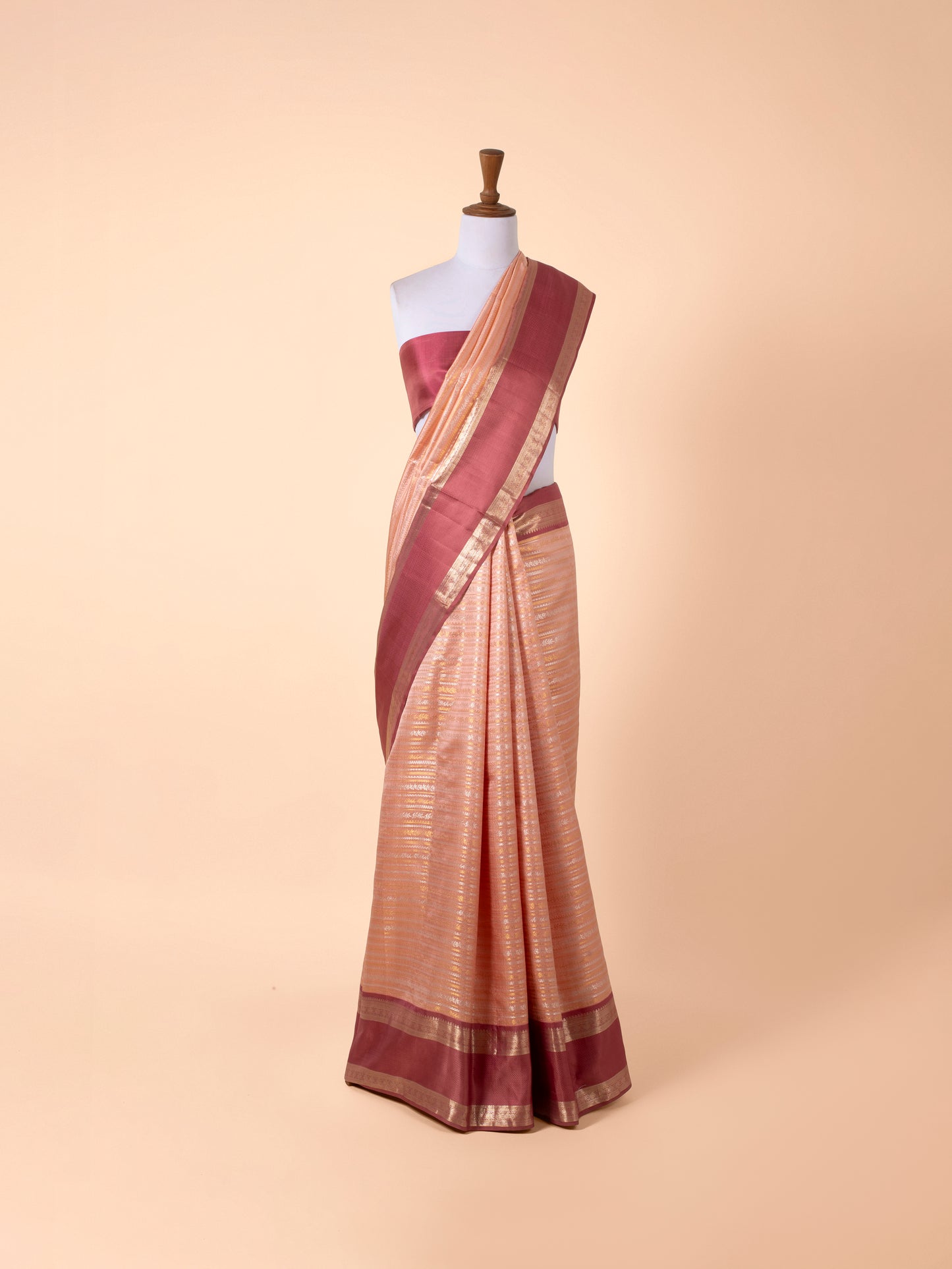 Handwoven  Peach Kanjivaram Silk Saree