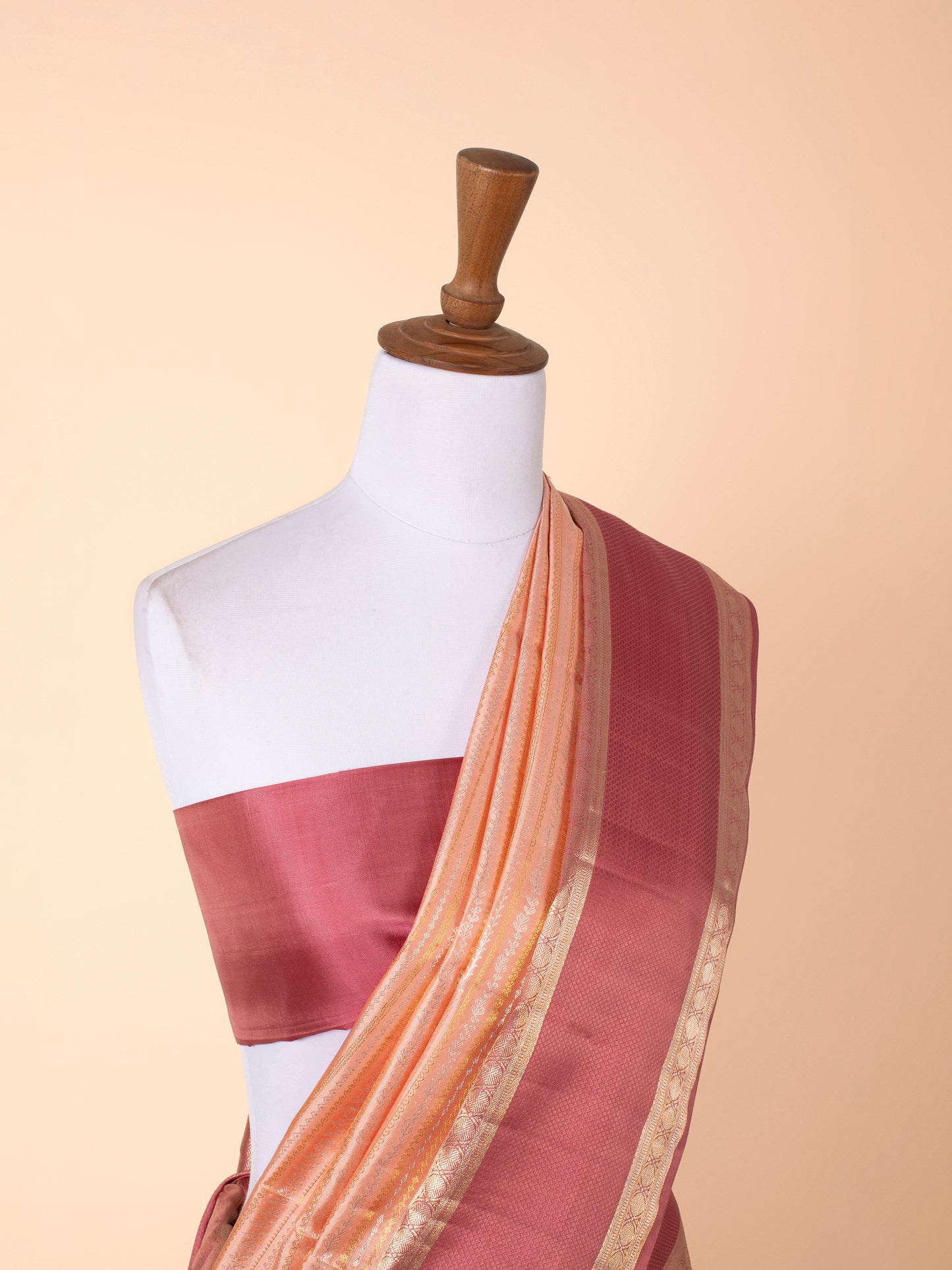 Handwoven  Peach Kanjivaram Silk Saree