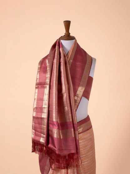 Handwoven  Peach Kanjivaram Silk Saree