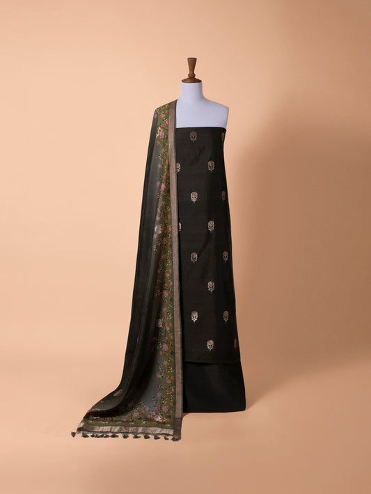 Handwoven Black Silk Suit Piece