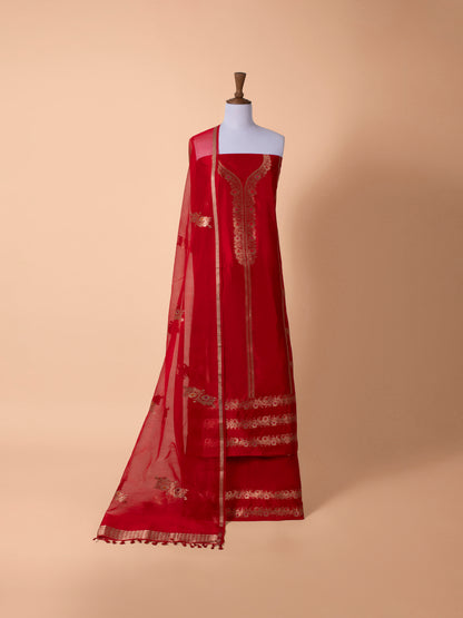 Handwoven Red Silk Suit Piece