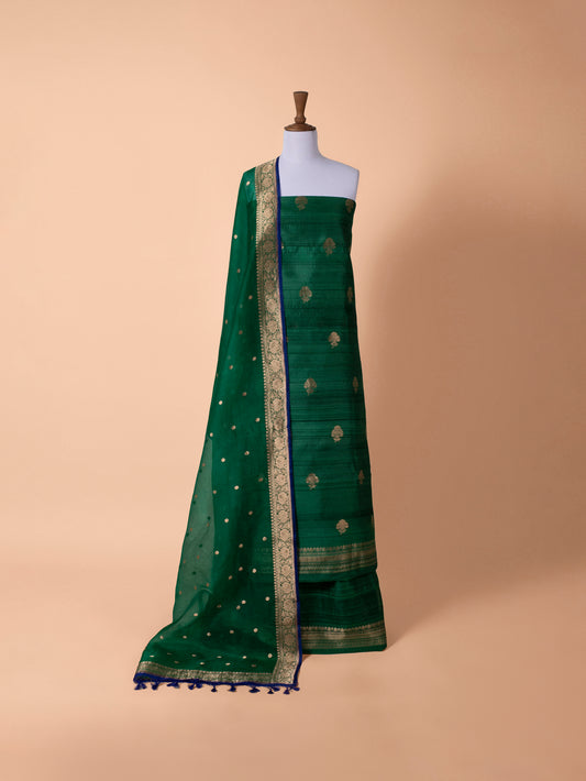 Handwoven Green Silk Suit Piece