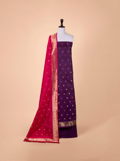 Handwoven Purple/Rani Pink Silk Suit