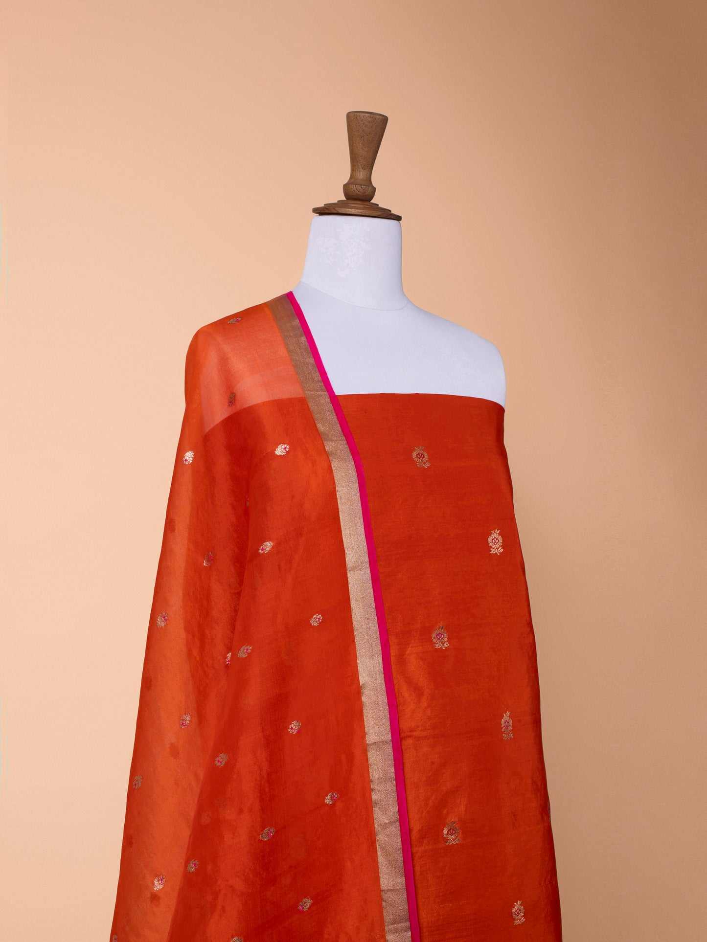 Handwoven Orange Silk Suit Piece