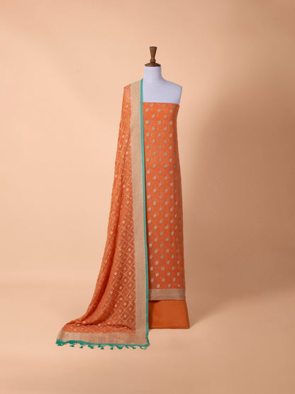 Handwoven Orange Silk Suit Piece