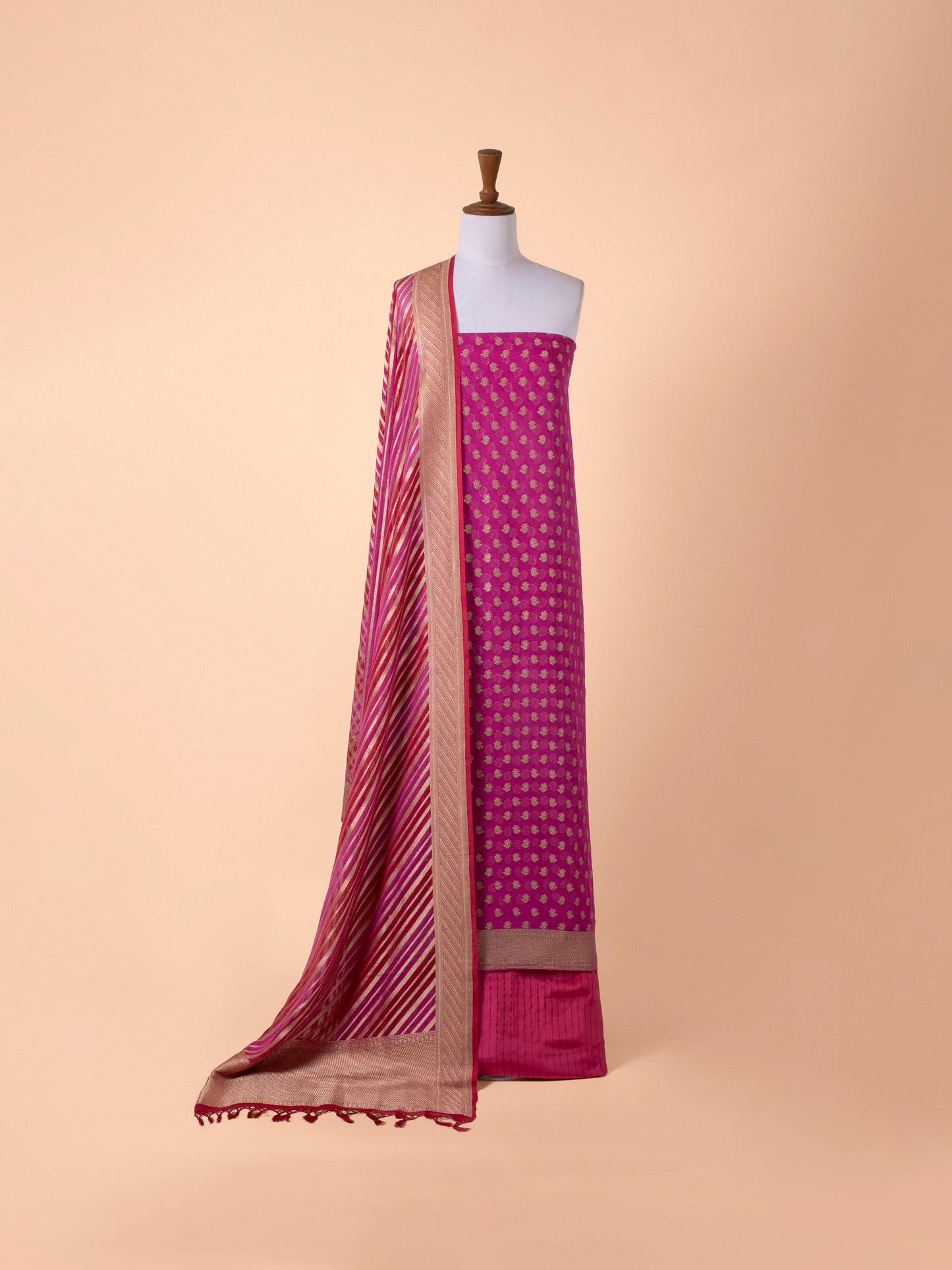 Handwoven Rani Pink Georgette Suit Piece