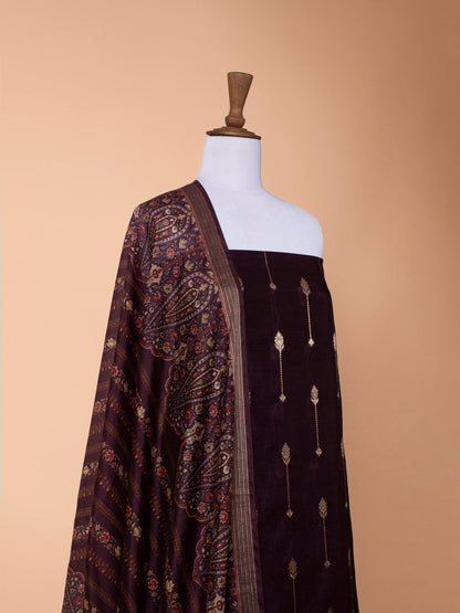 Handwoven Wine Silk Suit Piece