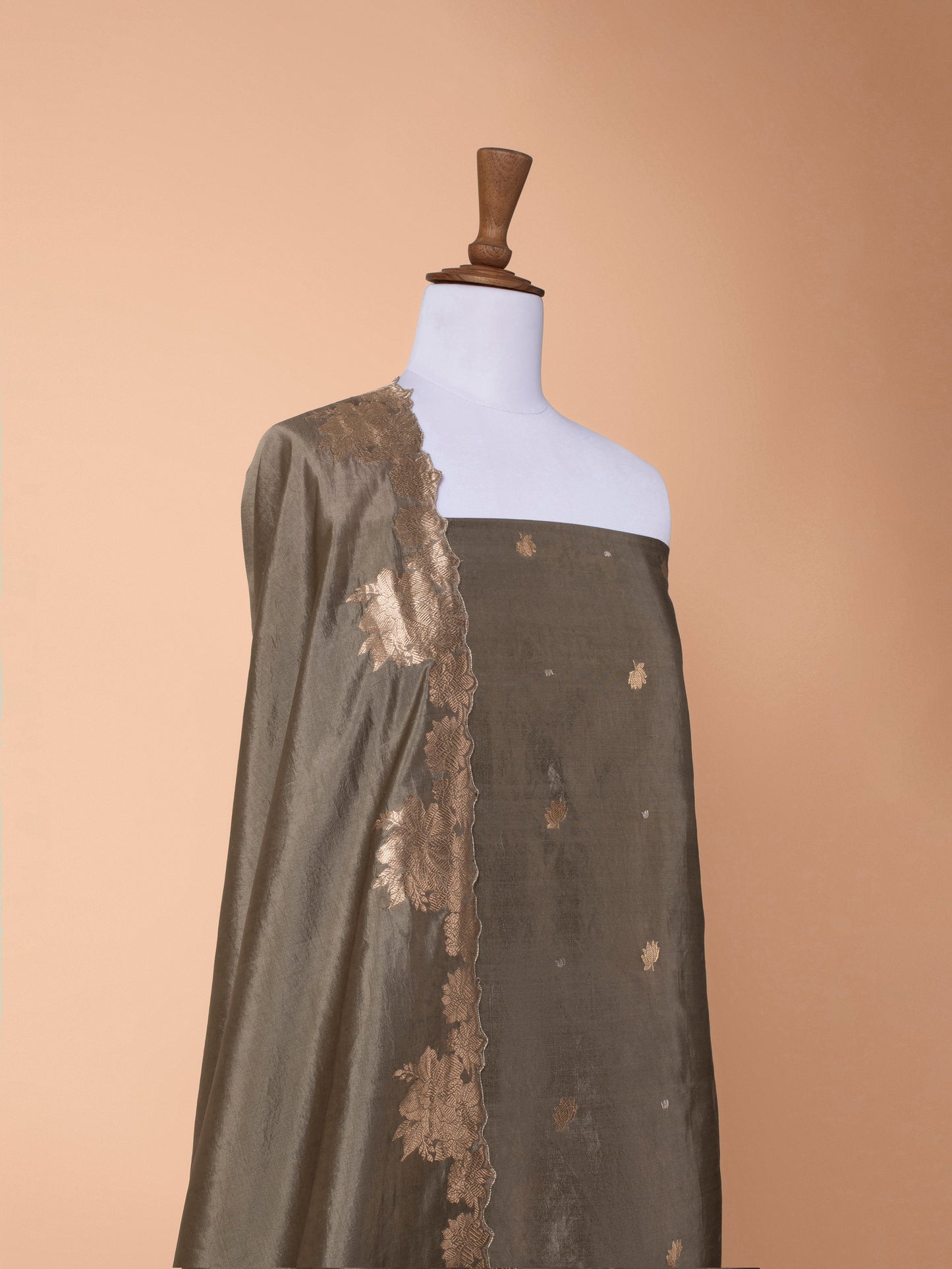 Handwoven Brown Cotton Silk Suit Piece