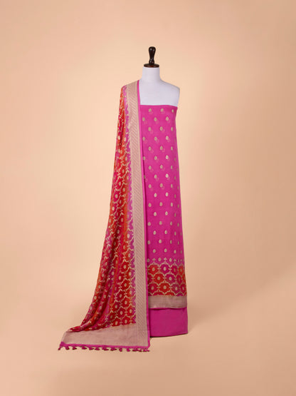 Handwoven Rani Pink Georgette Suit