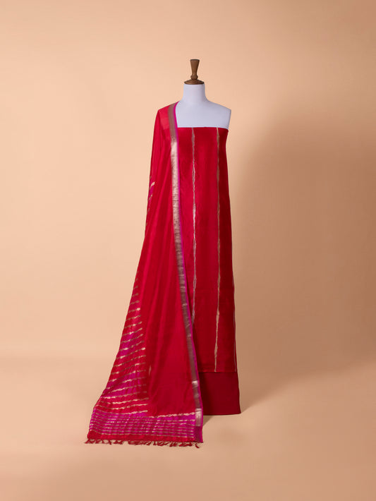 Handwoven Red Silk Suit Piece