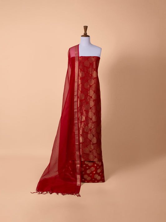 Handwoven Red Silk Suit Piece