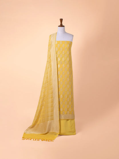 Handwoven Yellow Georgette Suit Piece