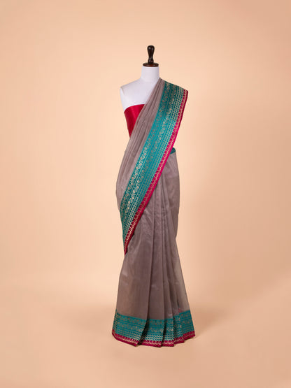 Handwoven Grey Organza Saree