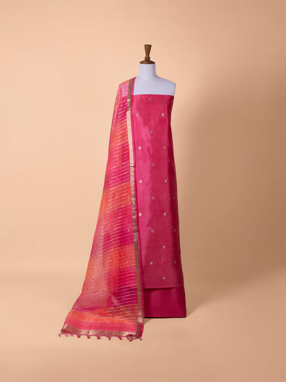 Handwoven Pink Silk Suit Piece