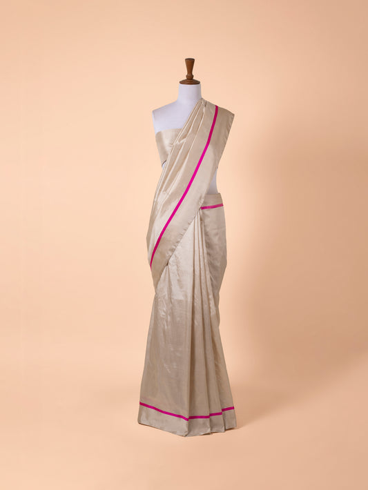 Handwoven Beige Silk Saree