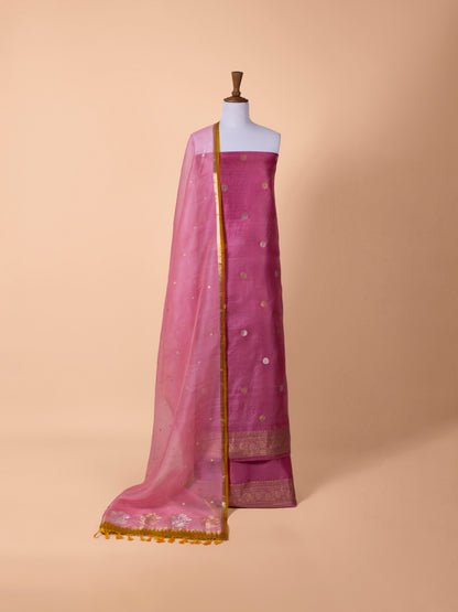 Handwoven Wine Tussar Silk Suit Piece