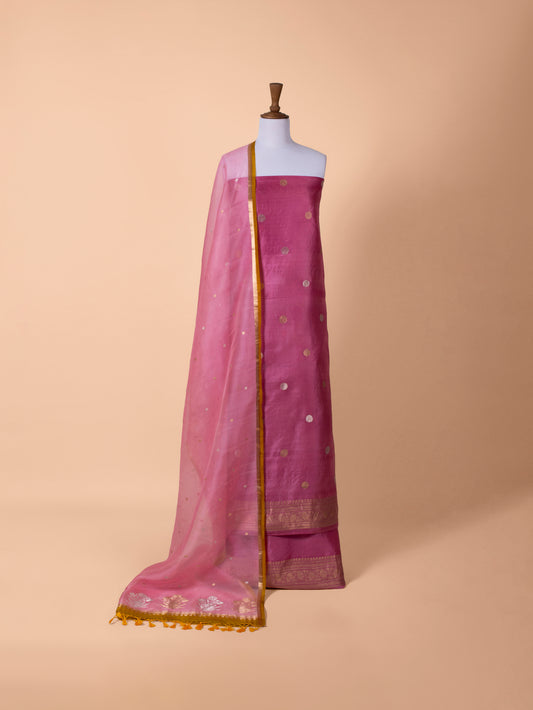Handwoven Wine Tussar Silk Suit Piece
