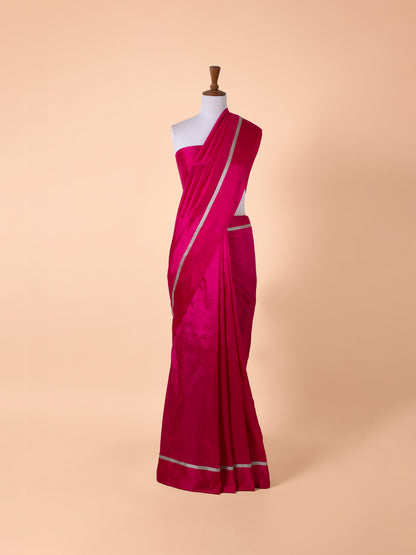 Handwoven Rani Pink Silk Saree