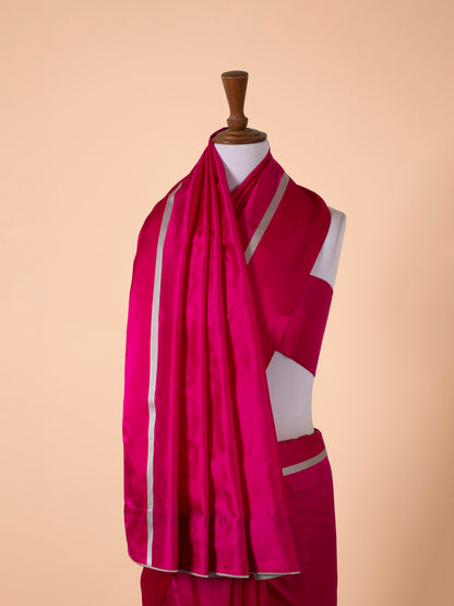 Handwoven Rani Pink Silk Saree