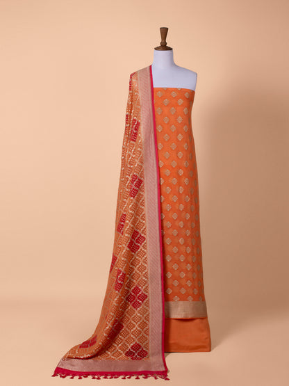 Handwoven Orange Georgette Suit